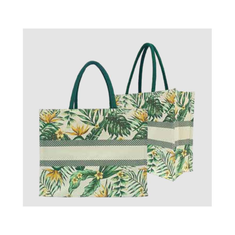 Floral Print- Printed Cotton Bag With Inner Lamination & Magnetic Closure With Logo